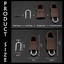 Lohas Select Pack of 6 Zip Pull Replacement Zip Handle Repair Zip Pull Tab Repair for Clothes, Bags and Crafts (2 Colours) (Brown)