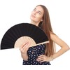 4 Pieces Wooden Folding Fan Fabric Handheld Fans Craft Decoration