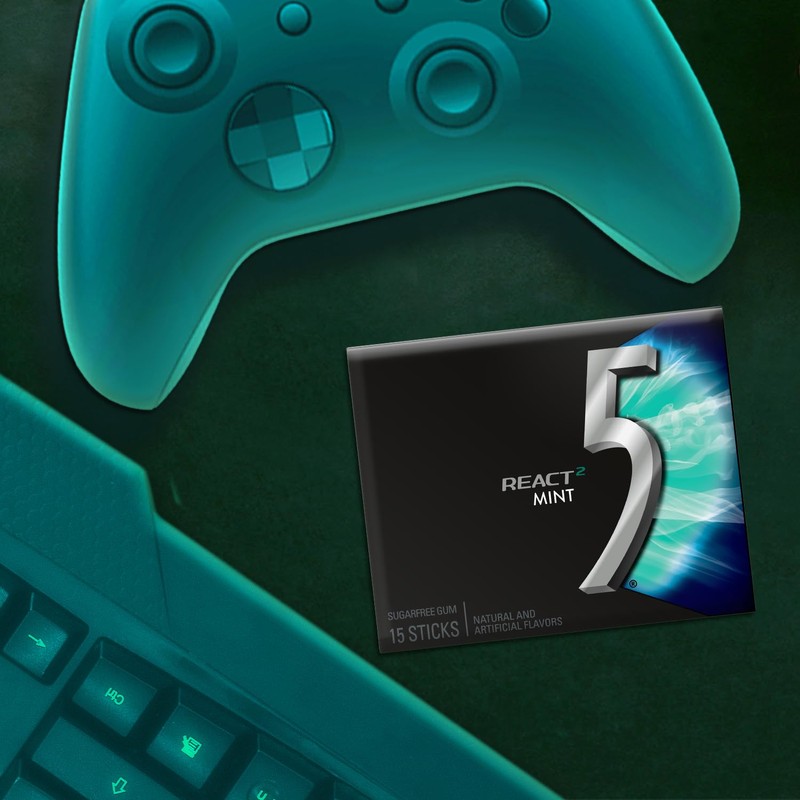 5 GUM React Mint Sugar Free Chewing Gum Bulk Pack