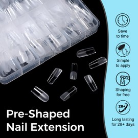 TOMICCA Medium Square Nail Tips, 240PCS Half Matte Soft Gel Tips, Full Cover Clear Acrylic False Nails for Nail Extensions DIY Manicure Art, 12 Sizes