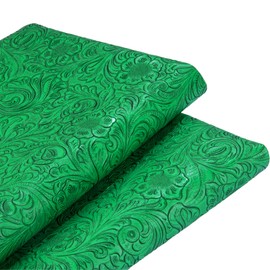 HGUAN - Tela de piel sintética en relieve, corte de 1 yarda, 35 x 53 pulgadas, vinilo en relieve, adecuado para tapicería de muebles, proyectos de bricolaje hechos a mano (verde)
