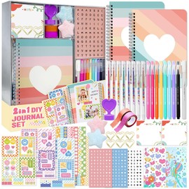 Nollh 2-Pack DIY Journal Kit - Great Gift for 8-14 Year Old Girl, Art & Crafts Stuff for Tween & Teenage Girls, Scrapbook & Diary Supplies Set, Birthday Gifts for Girls Ages 8 9 10 11 12 13 14