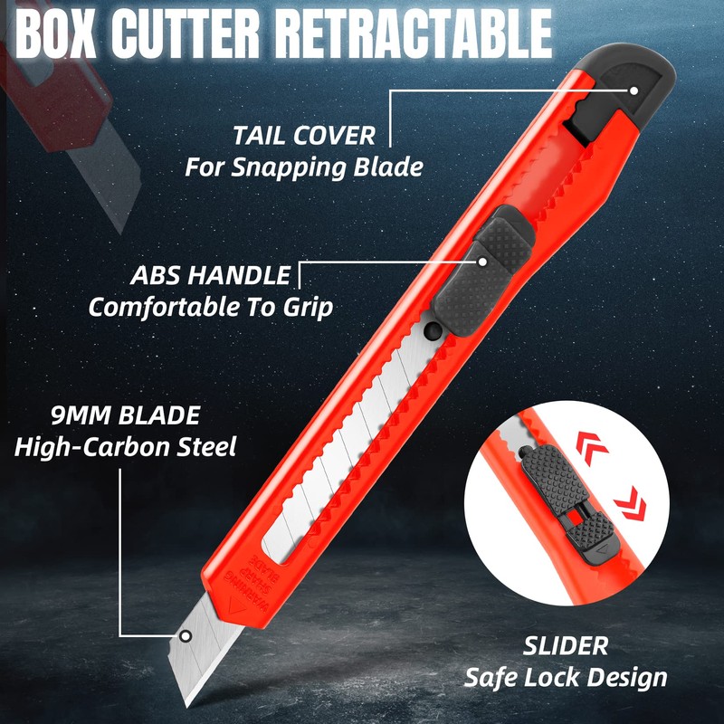 TIFICAL 42 Pack Box Cutter Retractable, 9MM Snap-Off Blade Utility