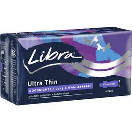 Libra Ultra Thin Pads Goodnights Long & Wide 6 Pack