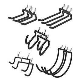 POETISKE Peg Board Tool Utility Hooks Pegboard Accessories Assorories 10PC Black Shelf Drill Cord Holder Fits for 1/4" Peg Board Hanging Power Tool Hammer Utility Garage Storage