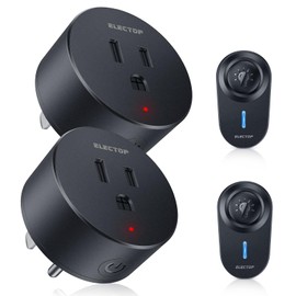 Remote Control Outlet, 15A/1500W Wireless Outlet Power Switch, No Wire Long Range Electrical Switch Plug On/Off for Lights, Fans, Christmas Lights, Household Appliance, 4000V Anti Surge Black, 2 Pack