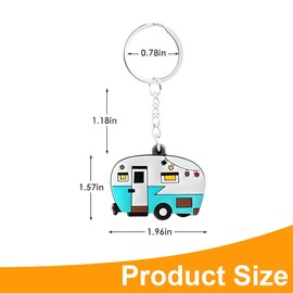 AOEVUIR 2 Pcs Keyring Caravan Camper Keyring Motorhome Decoration Retro Travel Pendant Accessories RV Campervan Gift Charm, multicoloured