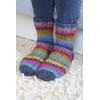Pachamama Women 100% Wool Bed Sofa Socks Handknitted Stripe Blue