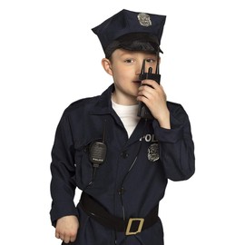 Boland 00486 Walkie Talkie Police One Size Black and White Plastic Radio for Policeman, Toy, Accessory for Carnival, Theme Party, Costume, Fancy Dress