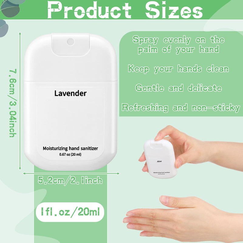 12 Pcs Hand Sanitizer Spray, 0.67 Fl. oz, White, Fresh