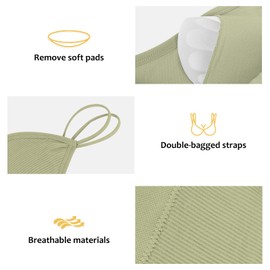 Omisy 4 Pieces V Neck Cami Bra Bralettes for Women,Padded Seamless Bralette Straps Sleeping Bra with Elastic Straps