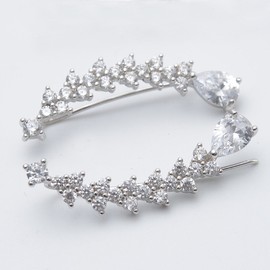 EVER FAITH® Women's 925 Sterling Silver CZ Sweep Ear Pin Cuff Wrap Hook Earrings Clear 1 Pair 1.3in