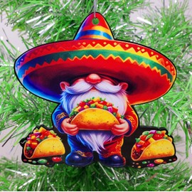 Mexican Sombrero Gnome with Tacos Ornament