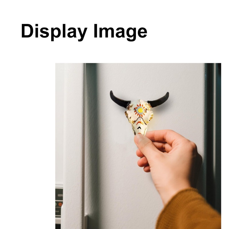 2Pcs Hand-Painted Bull Skull Fridge Magnet – Indian Style, Cowboy