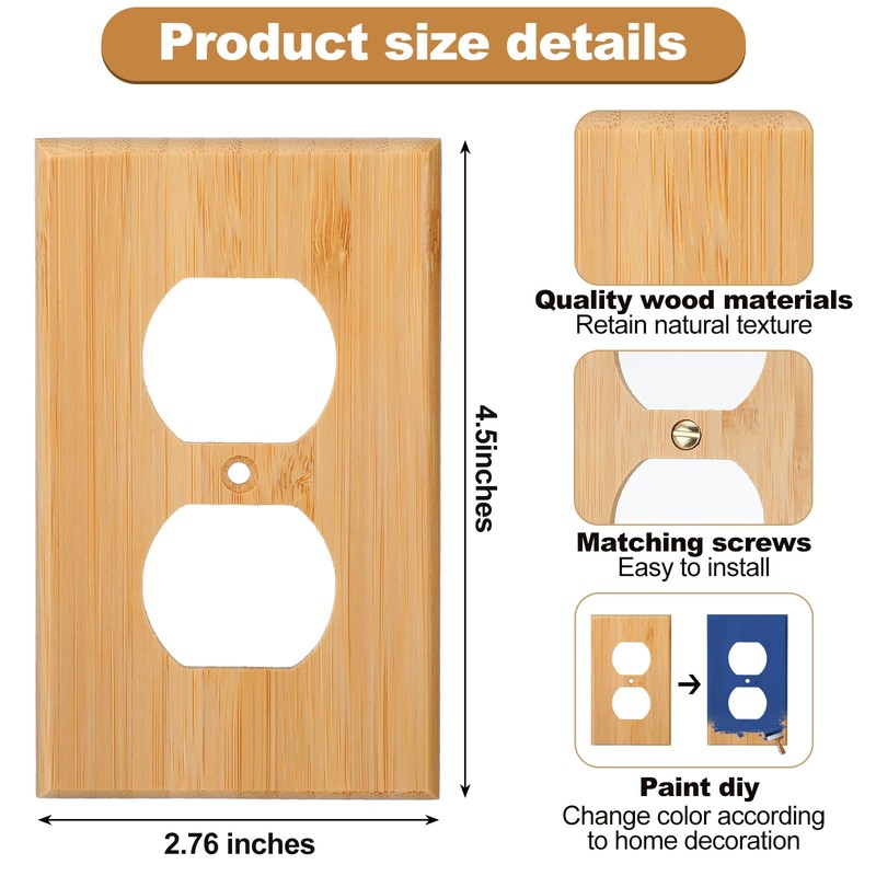 Pinkunn 20 Pcs Solid Wood Double Hole Outlet Light Switch