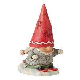 Enesco Jim Shore Heartwood Creek Gnome with Braids Skiing Figurine, 4.33 Inch, Multicolor