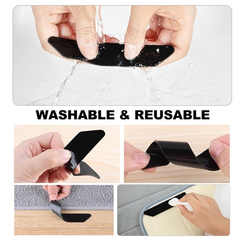 HATOOLHA 8pcs Non Slip Rug Sticker Pads, Washable Corner Side