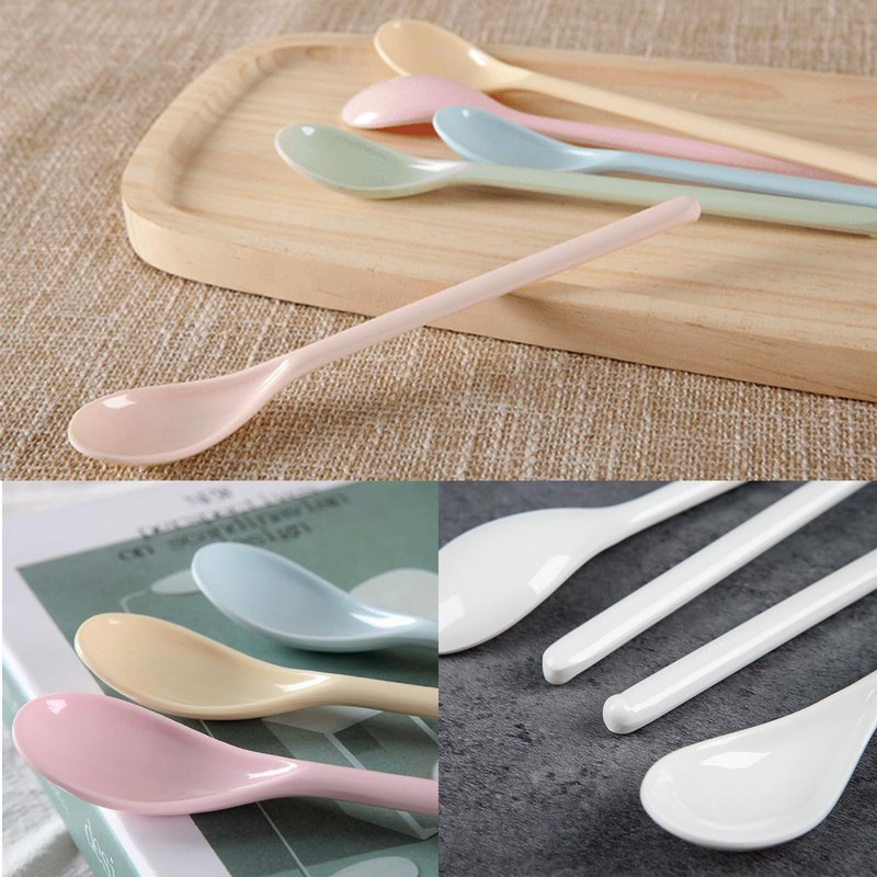 BSITSSS 6 Pieces Spoons Reusable, Pure Colour Teaspoons, Dessert Spoons