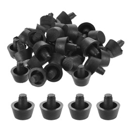 QUARKZMAN Pack of 36 Glass Tabletop Buffers with Handle, 6 mm / 0.24 Inch Black Rubber Buffer Handles, Non-Slip Glass Table Spacers for Patio Table, Cabinet Furniture (for 1/4 Inch Hole)