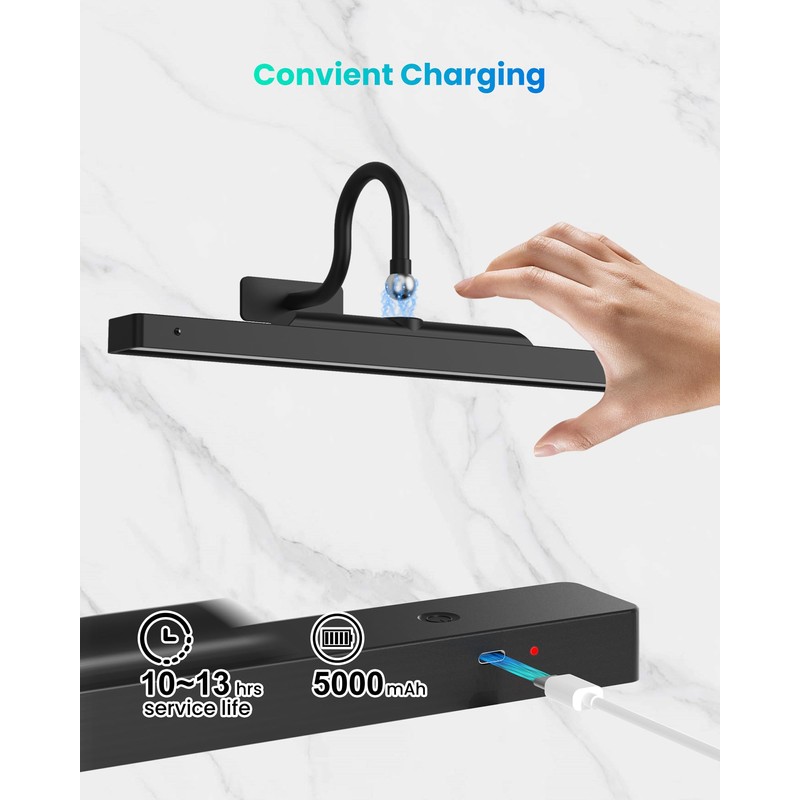 Dimmable Cordless Picture Light with Controller and Timer, Rechargeable 5000mAh