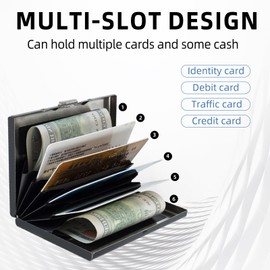 Tudguiloae Black Metal Card Holder Wallet, RFID Blocking Multi-Slot Design, Witch Print, Slim Aluminum Case for Credit Cards Cash ID, 3.7x2.56 Inch