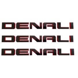 3pcs Denali Nameplate Emblems Badge Replacement for Gm 07-16 Yukon Sierra Terrain (Black Red)