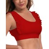 Ocean Blues Women's Red Ruffle Bikini Top Supportive Bikini Top