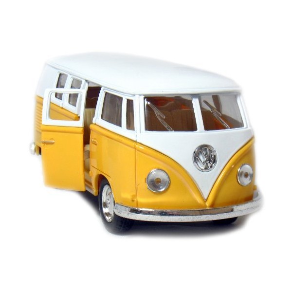KiNSMART 5in Die-cast 1962 VW Classic Bus 1/32 Scale (Yellow), Pull Back n Go Action. For unisex