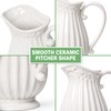 D'vine Dev 10 Inch White Ceramic Pitcher Vase for Home
