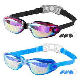 Kids Swim Goggles, 2 Packs Crystal Clear Swimming Goggles for Kids, and Teens