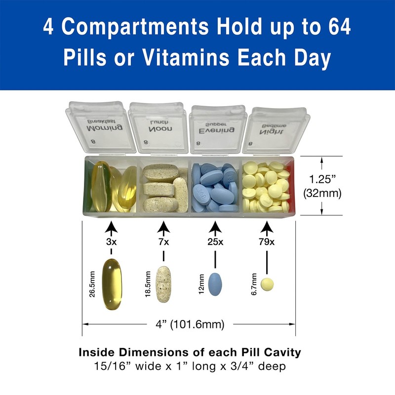 Medcenter Monthly Pill Organizer System 4 Times a Day, 31