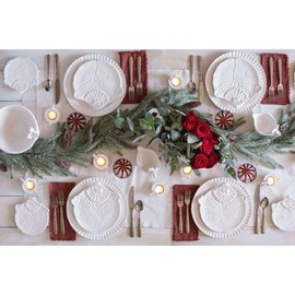 Vietri Pietra Natale Figural Santa Platter Handcrafted Ceramic Holiday Serving Dish Made in Italy - 14.5 Inch White