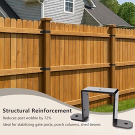 8-Pack Heavy Duty 4x4 Post Brackets, 2.55mm Thick 4"x4" Black Powder Coated Steel Strap Ties for Deck Fence, Gazebo Wood Post Beam Supports, Fence Post Connectors (Screws Not Included)