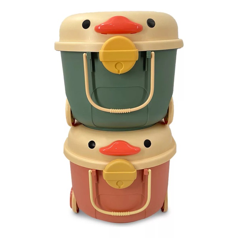 Escanver Caja Plastico Pato 48x32x56cm Organizador Casa Juguetes Rued