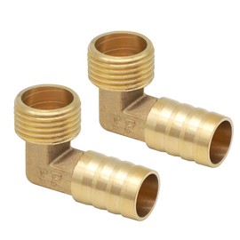 YDHfdc Pack of 2 Hose Barb Coupling Connection 90 Degree Angle 1/2 Inch Brass Hose Connection Hose Barb for Water, Fuel, Air (16 mm)