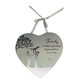 Family is where your story begins and love never ends Reflections from the Heart Mirrored Hanging Plaque