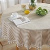 Plenmor Cotton Linen Tablecloth for Round Table Stripe Tassel Round