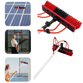 30 FT Telescopic Water Fed Pole and Short Brush w/65 ft Water Hose, Cleaning System for Tall Window Glass Door Car Solar Panel, Washing Equipment Tool Extension Pole Water Spray Washer