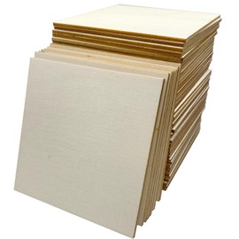 RMSPO 50 Pcs Wood Squares,4 x 4 Inch Unfinished Wood Crafts Woodsheet for Wooden DIY Ornaments Scrabble Tiles Engraving Home Decorations
