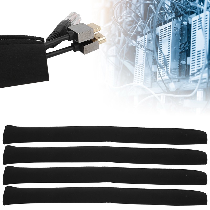 4Pcs Cord Organizer Management Sleeve Cable Cover with Zipper Protective