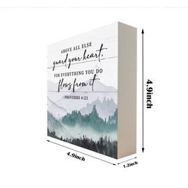 Christian Wood Signs, Bible Verse Proverbs 4:23 - Above All Else Guard Your Heart for Everything You Do Flows from It, Box Sign Decor Tabletop, Christian Home Decor, Farmhouse Decor, Christian Gifts