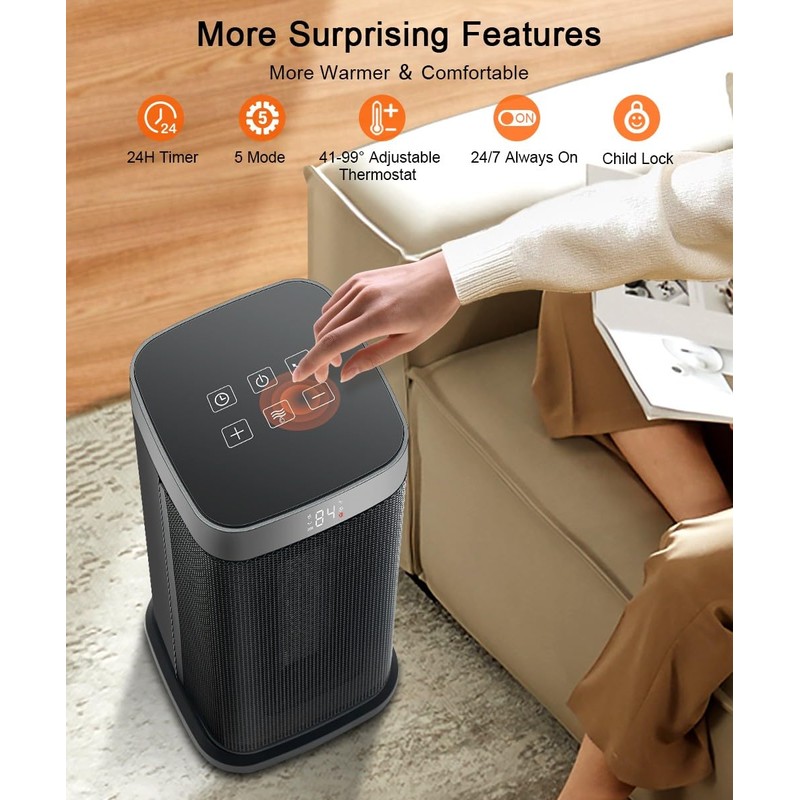 Sunnote Space Heater for Indoor Use, 1500W Electric & Portable