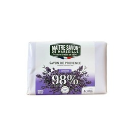 Maitre Savon de Marseille(メートル・サボン・ド・マルセイユ) サボン・ド・プロヴァンス ラベンダー 100g×4, フレグランスソープ, 植物性石鹸, フランス製