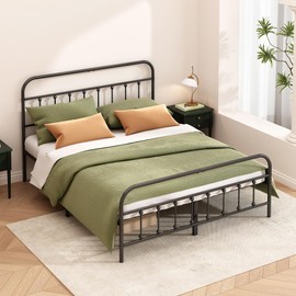 Kujielan Metal Bed Frame - Structurally Stable Heavy Duty Steel Slat Supported Queen Bed Frames,No Box Spring Needed for Easy Removal and Transport.