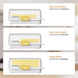 Airtight Butter Dish with Lid and Knife Spreader for Countertop and Refrigerator,Butter Keeper,Keep Butter Fresh,Plastic Butter Keeper Tray for West/ East Coast Butter