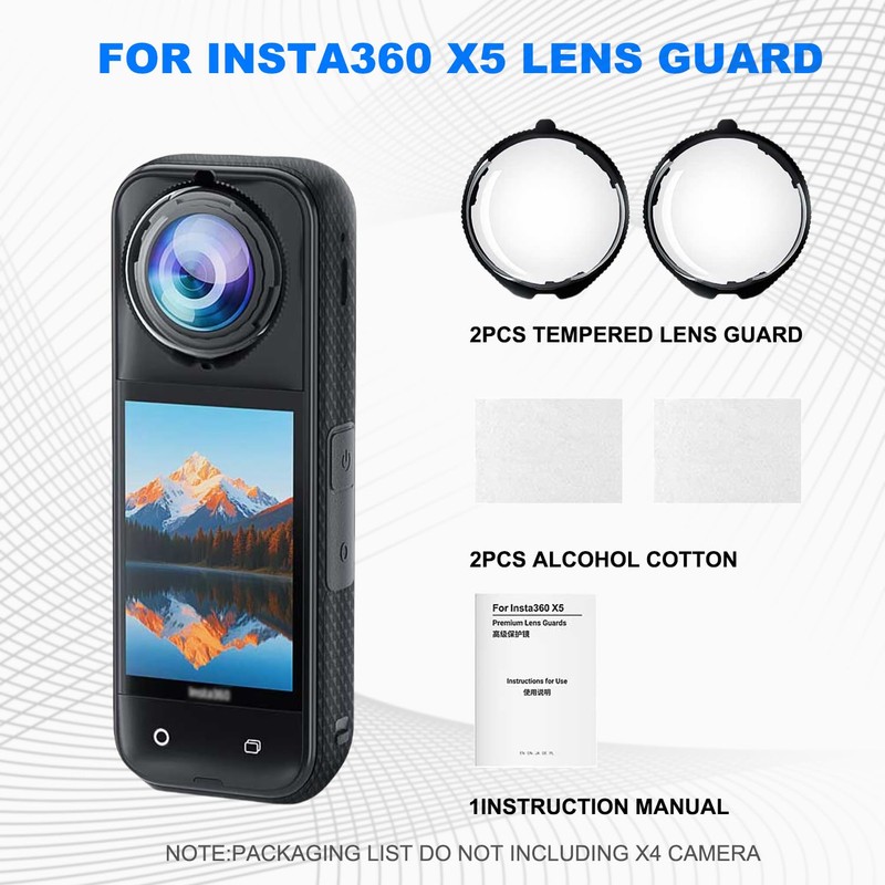Sruim Insta 360 X5 Premium Lens Guards, Tempering Glass Lens