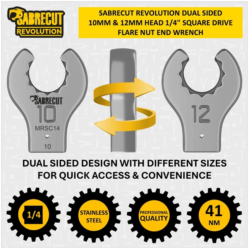 1 x SabreCut MRSC14 10mm/12mm Dual Sided Flare Nut Wrench
