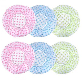 Nivofu Gorro de ducha 6 piezas sombreros de ducha impermeables, elástico reutilizable, gorro de baño para el pelo, gorro de ducha elástico para mujer, spa, salón, hotel y uso doméstico