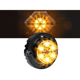 SnakeEye III Amber LED Hideaway Strobe Light [SAE Class 1] 12V 1 Inch Round Waterproof Wig Wag Emergency Flashing Hide Away Fire Police Light Bulb Kit for Service Construction Work Truck Vehicle Car