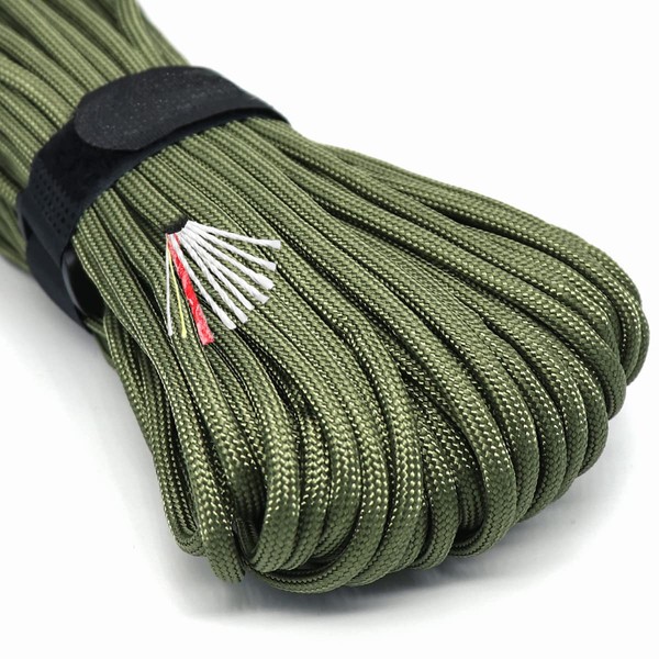 Survival Paracord Rope PSKOOK 100 Feet Fire Starter Parachute Cord